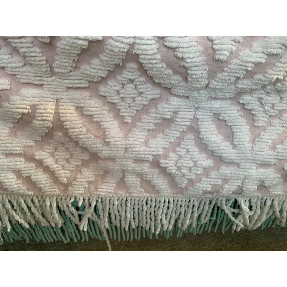 Vintage Pink Chenille Bedspread 98